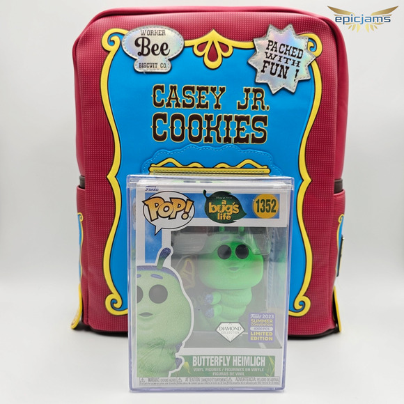Loungefly SDCC LE Disney A Bug's Life Mini Backpack Bag and Heimlich Pop Bundle - Picture 1 of 10
